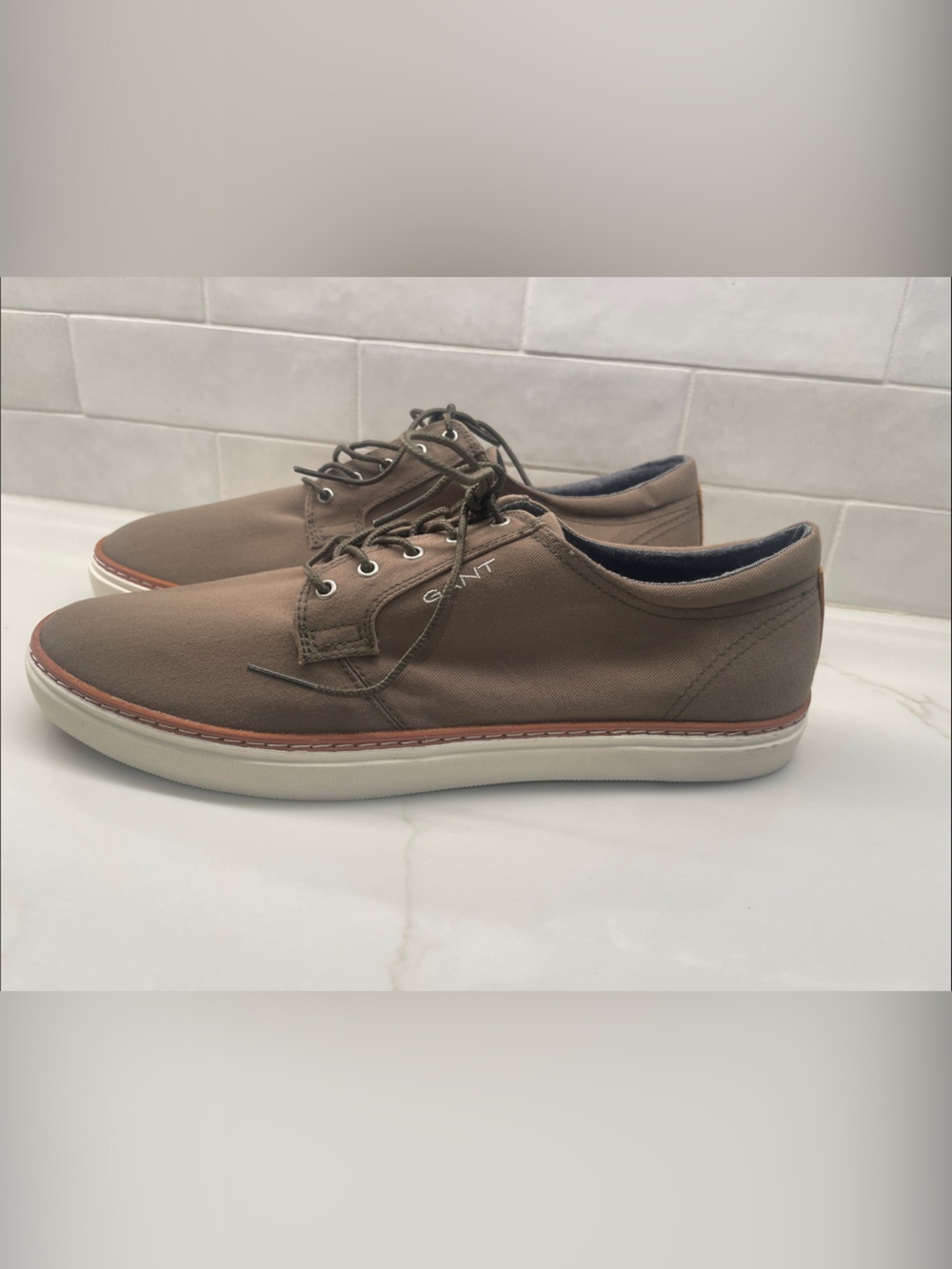 Gant Men’s Brown Canvas Boat Shoes with White Sole Sz 12 from Nordstrom